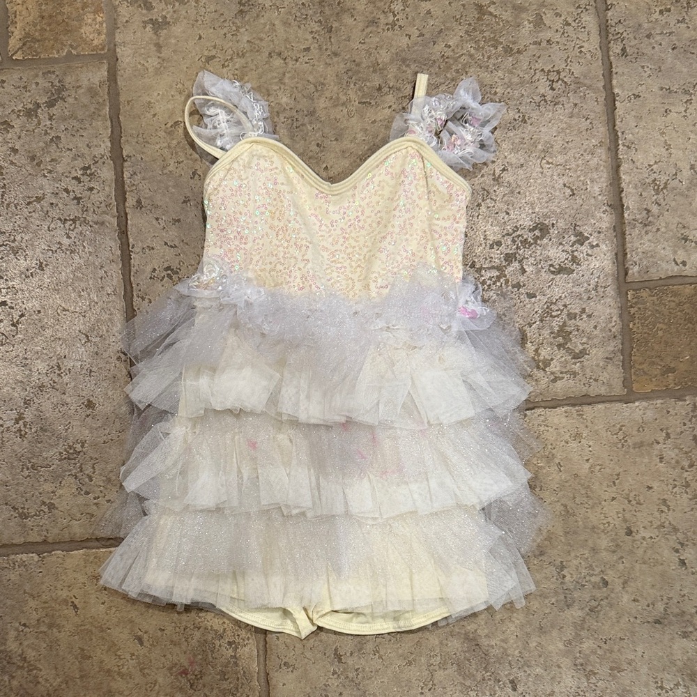 Ivory and White Layered Tulle Dance wear